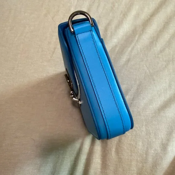 Dior Blue Leather Lock Crossbody Bag - Picture 6 of 15